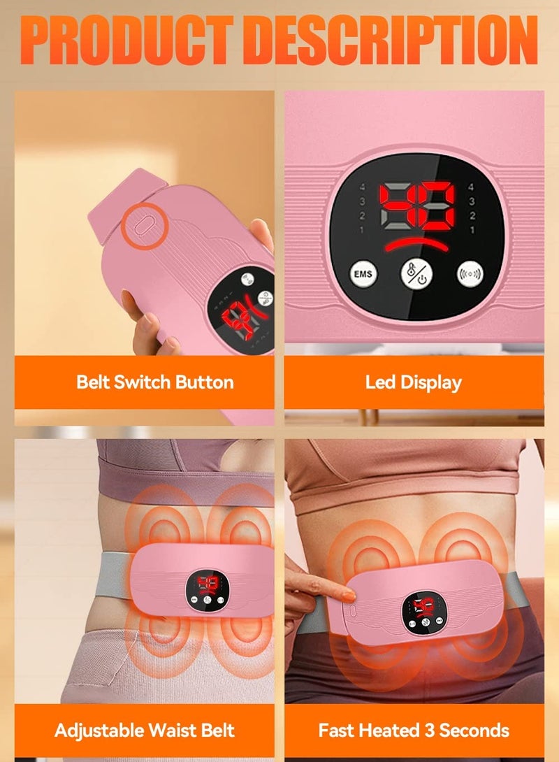 Portable Cordless Heating Pad, Pad for Back Pain with 4 Temperature Control and Massage Control, Electric Fast Belly Wrap Belt Women Girl(Pink) - Image 5