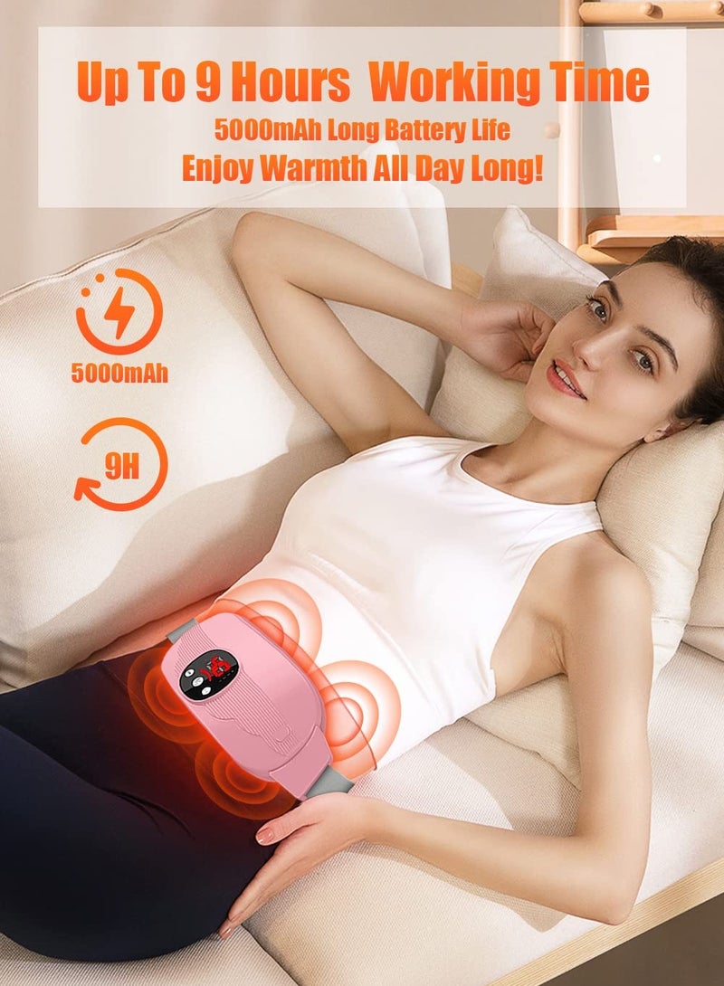 Portable Cordless Heating Pad, Pad for Back Pain with 4 Temperature Control and Massage Control, Electric Fast Belly Wrap Belt Women Girl(Pink) - Image 2