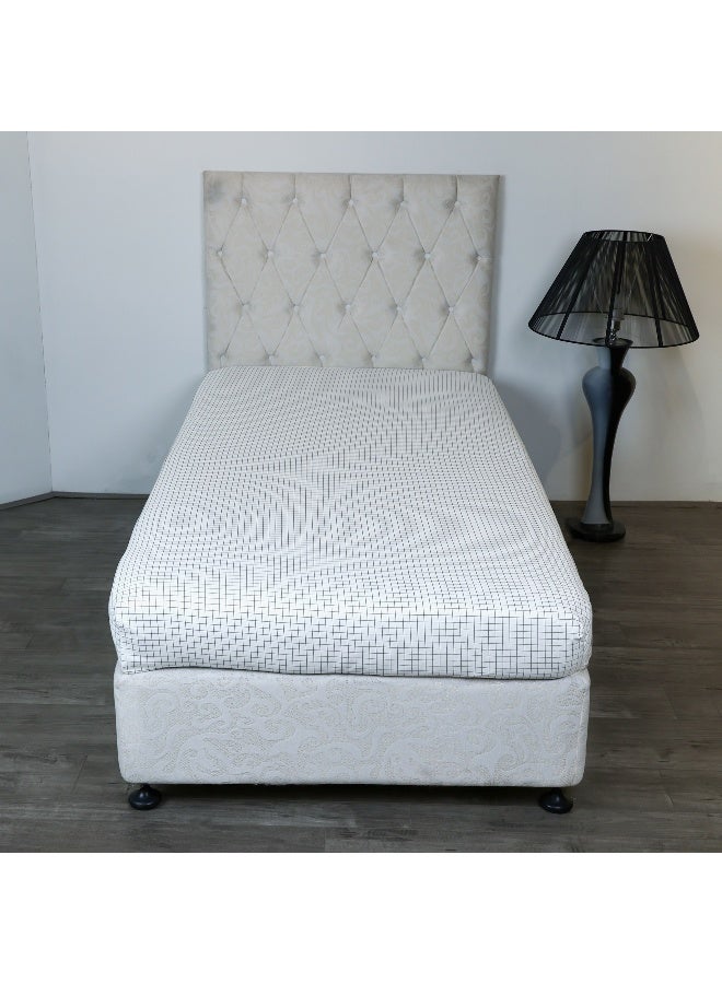 Home Box Malta Stripe Printed Cotton Twin Fitted Sheet 200 x 33 x 120 cm - Image 1