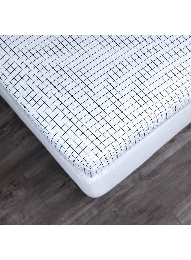 Home Box Malta Stripe Printed Cotton Twin Fitted Sheet 200 x 33 x 120 cm - Image 4