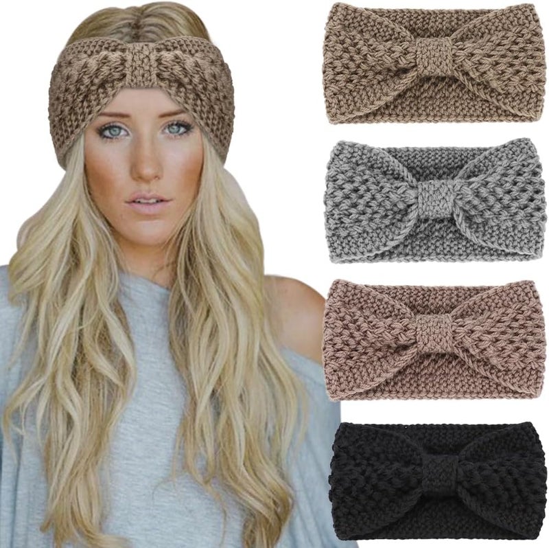 DRESHOW Knit Crochet Headband for Women Ear Warmer Soft Turban Stretch Warmer Headbands Winter Fashion Head Wrap - Image 1
