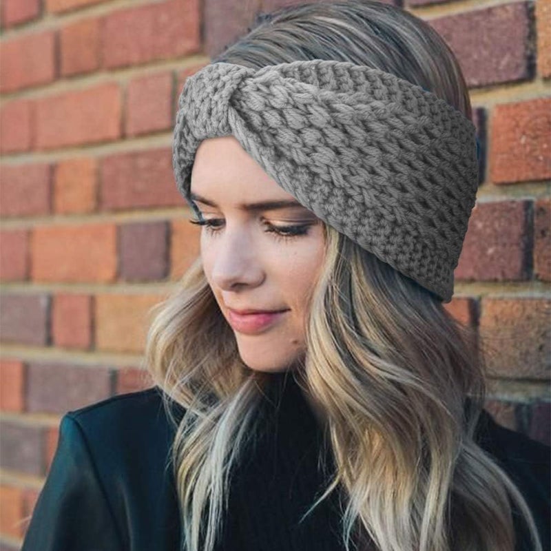 DRESHOW Knit Crochet Headband for Women Ear Warmer Soft Turban Stretch Warmer Headbands Winter Fashion Head Wrap - Image 2