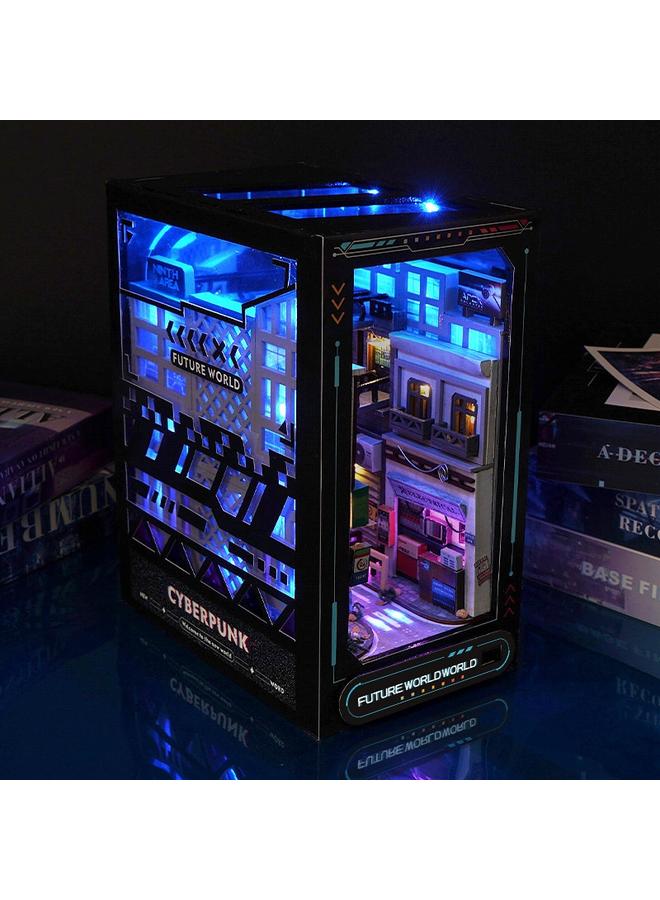 DIY Cabin Near Future 3D Handmade Assembled Book Stand Model With Light Creative Ornaments Gift For Men And Women - Image 4