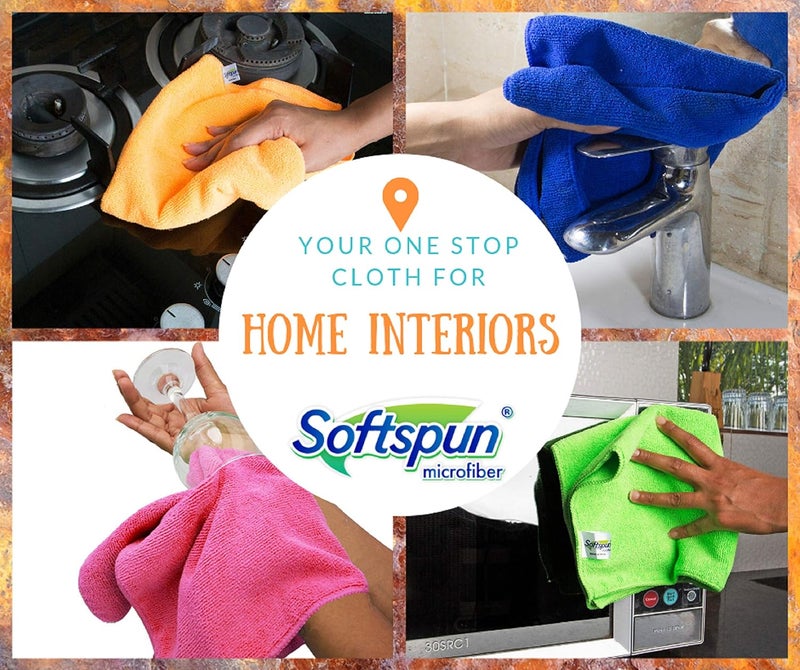SOFTSPUN Microfiber Cleaning Cloths 4pcs 40x60cms 340GSM Green Highly Absorbent Lint and Streak Free Large Multi Purpose Wash Cloth for Kitchen Car Window Stainless Steel Silverware - Image 2