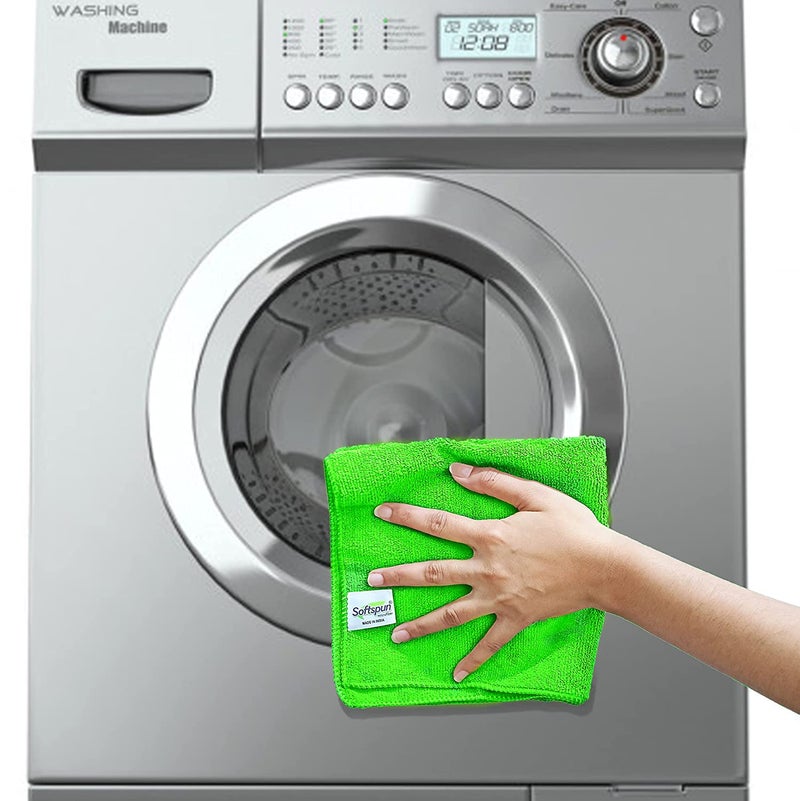 SOFTSPUN Microfiber Cleaning Cloths 4pcs 40x60cms 340GSM Green Highly Absorbent Lint and Streak Free Large Multi Purpose Wash Cloth for Kitchen Car Window Stainless Steel Silverware - Image 5