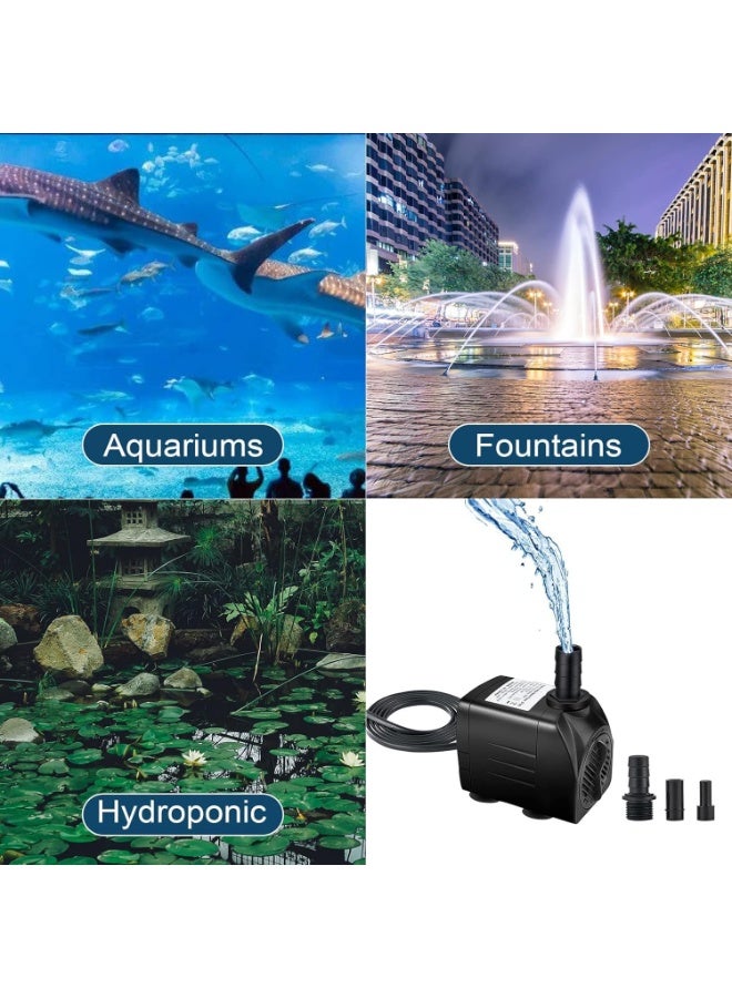 Azonee Mini Submersible Water Pump Fountain Pump 16W Fish tank Water Pump, for Fish Tank Pond Aquarium Statuary Hydroponics Rockery fountain pump Indoor or Outdoor Fountain  - Image 2