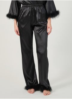 Styli Faux Feather Trim Longline Wrap Robe and Pyjama Set  - Image 5