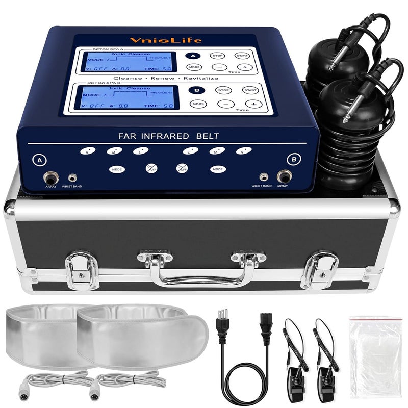 Ionic Foot Bath Detox Machine Dual Foot Detox Machine for 2 Users with Heating Belt 5 Detox ModeDual Channel Suitable for Home Beauty Salon Foot Spa Use