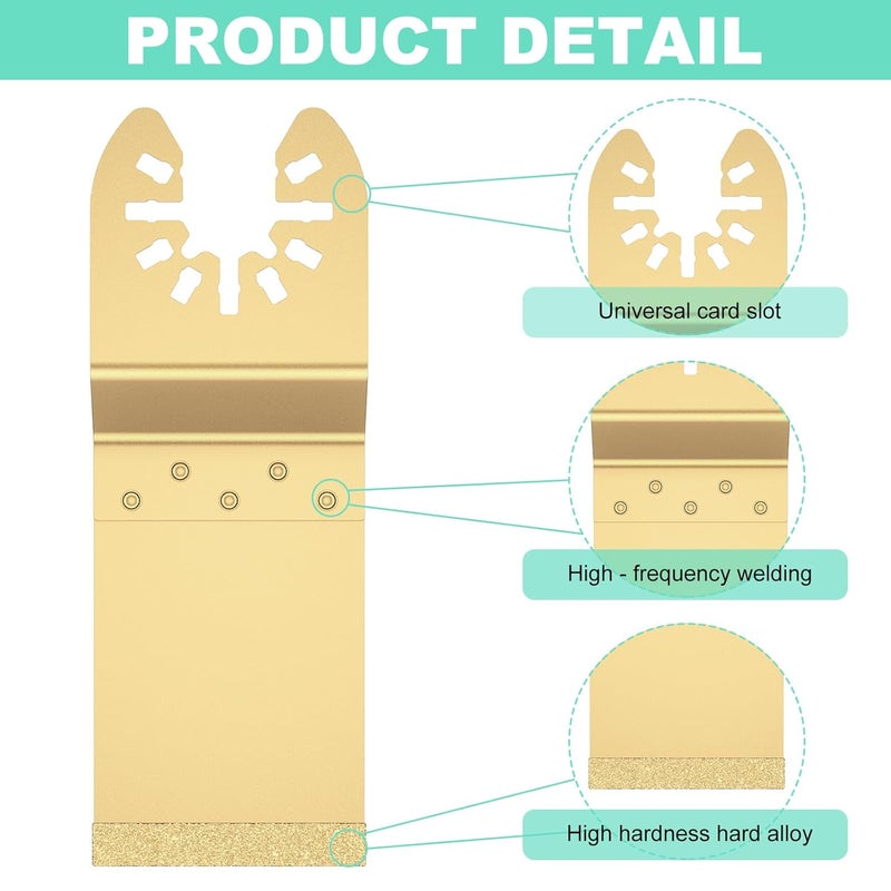 6 قطع من شفرات إزالة الملاط من كربيد مقاس 1 3 8 بوصة لآلات التذبذب المتعددة، شفرات عالية الصلابة باللون الذهبي - Image 4