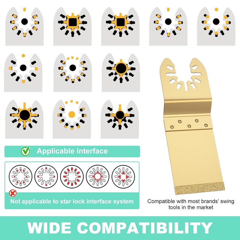 6 قطع من شفرات إزالة الملاط من كربيد مقاس 1 3 8 بوصة لآلات التذبذب المتعددة، شفرات عالية الصلابة باللون الذهبي - Image 5