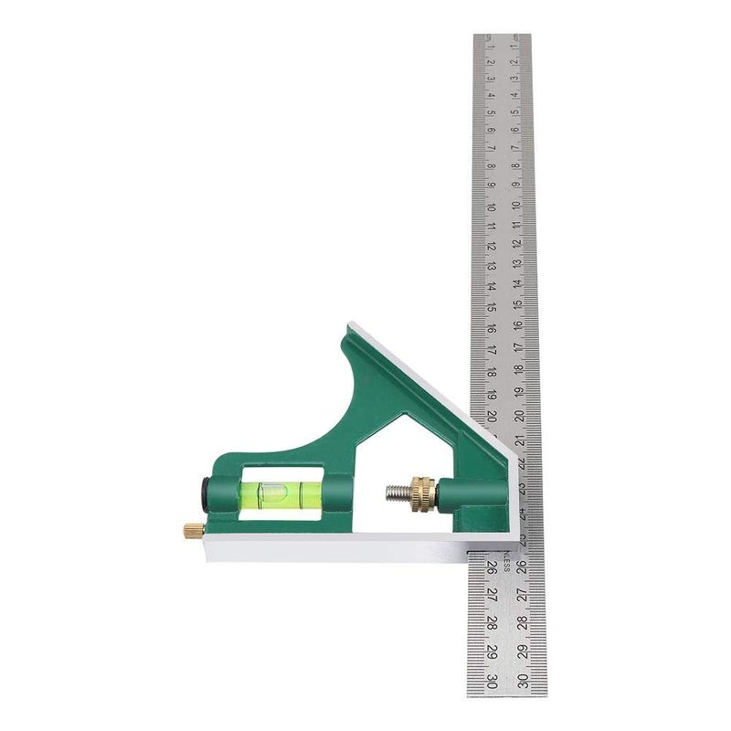 12 Inch Multi Functional 45 90 Degree Combo Square with Bubble Level Metal Ruler - Image 2