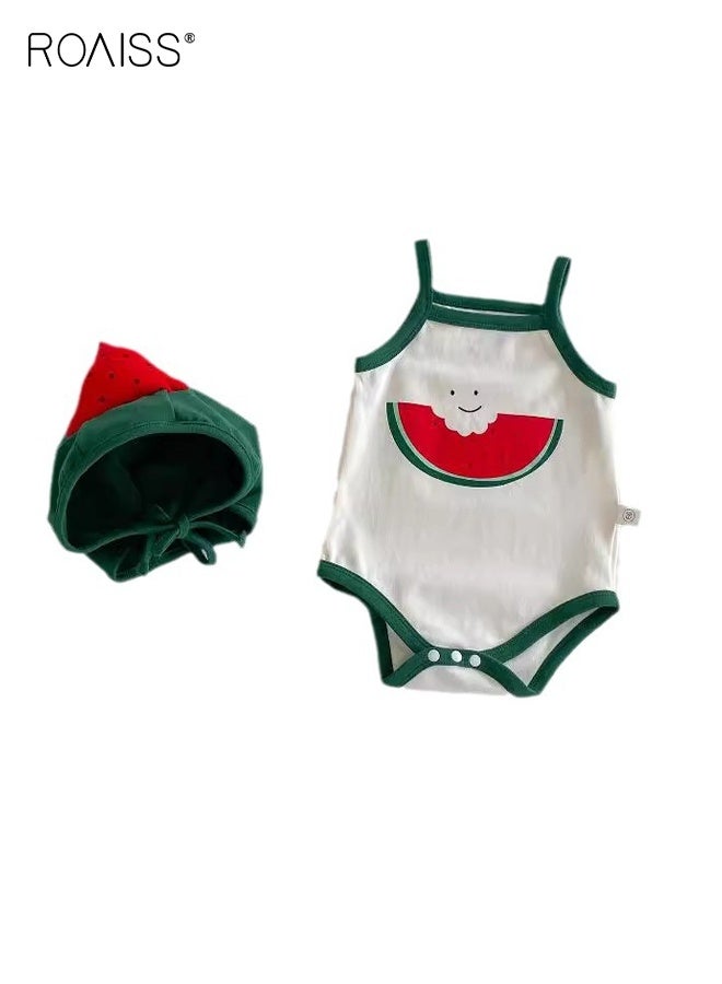 roaiss Baby 2PCS Romper Set with Cap, Sleeveless Baby Jumpsuits with Snap Closure, Cozy One-piece Bodysuit for Infants, Adorable Summer Vest for Newborns  - Image 1