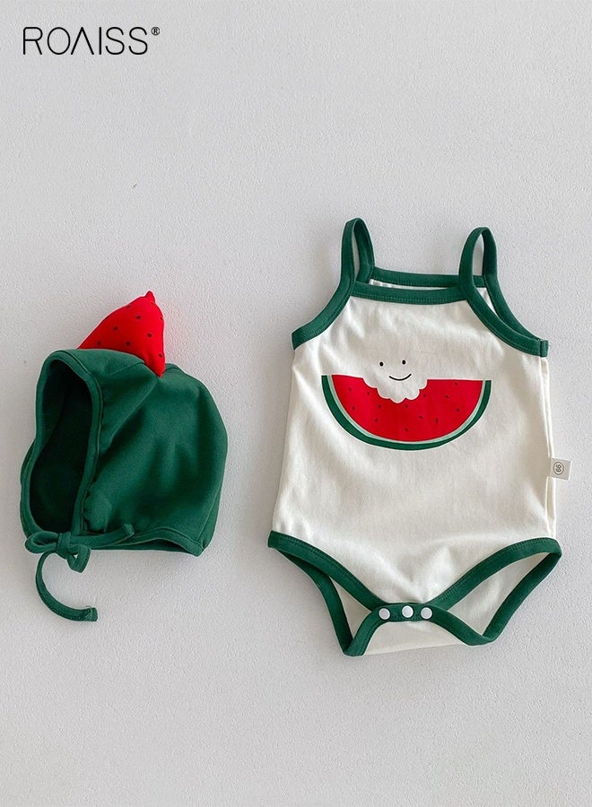 roaiss Baby 2PCS Romper Set with Cap, Sleeveless Baby Jumpsuits with Snap Closure, Cozy One-piece Bodysuit for Infants, Adorable Summer Vest for Newborns  - Image 2