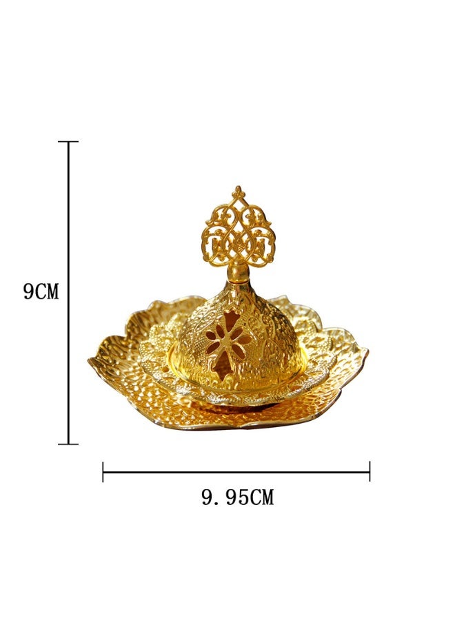 Color and fragrance burner with a hand-held metal European-style leaf-shaped tray for aroma diffusion