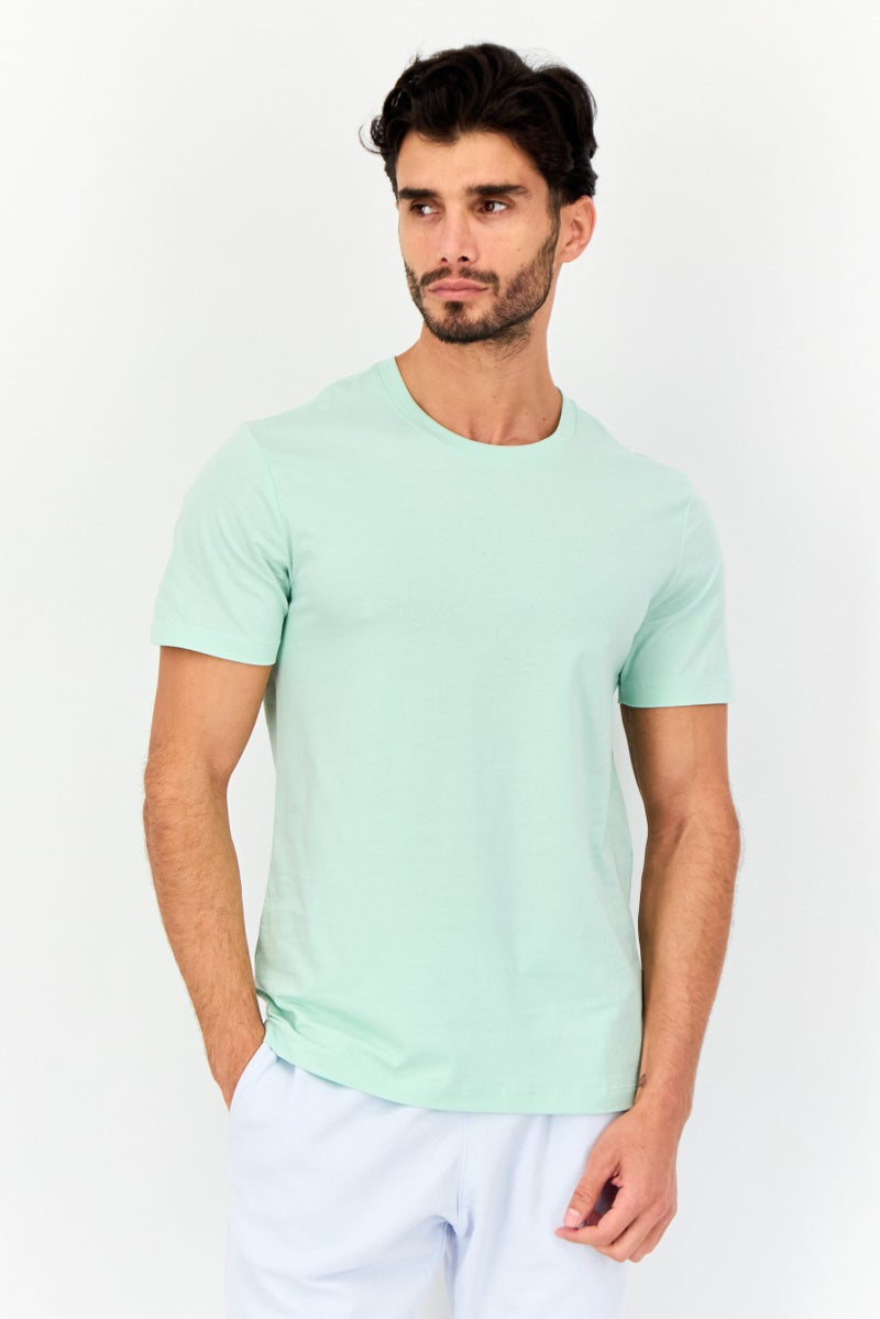 VINCE CAMUTO Men Crew Neck Short Sleeve Plain T-Shirt, Mint Green - Image 1