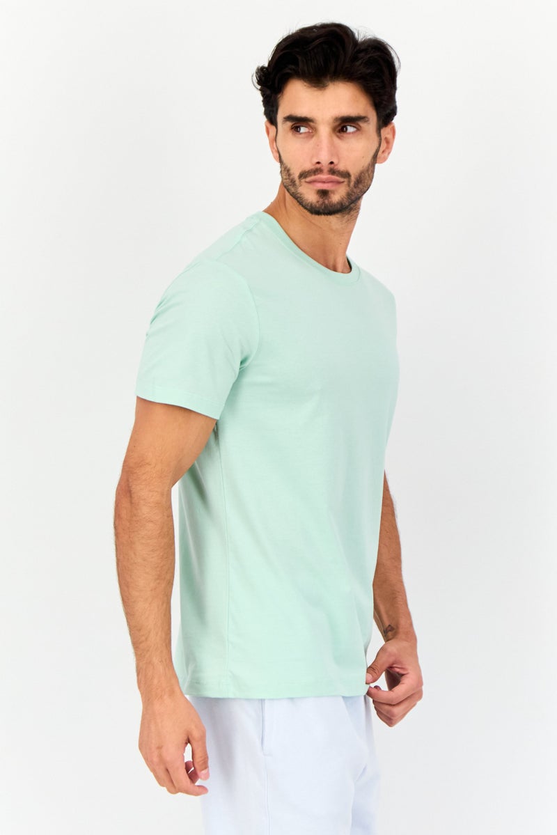 VINCE CAMUTO Men Crew Neck Short Sleeve Plain T-Shirt, Mint Green - Image 4
