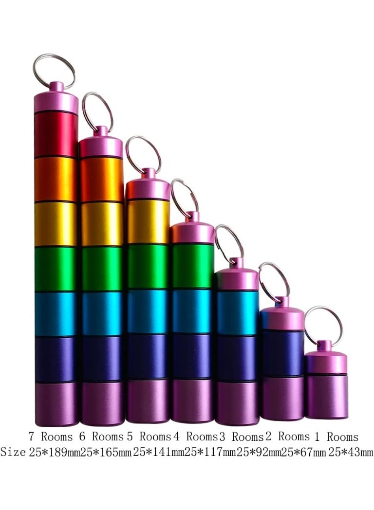 ايرس علبة حبوب من الألومنيوم، مُنظِّمة للصباح والمساء، مقاومة للماء، بألوان قوس قزح، مع 7 حجرات، وحاوية أدوية محمولة للسفر، ومنظم أقراص بسلسلة مفاتيح - Image 3