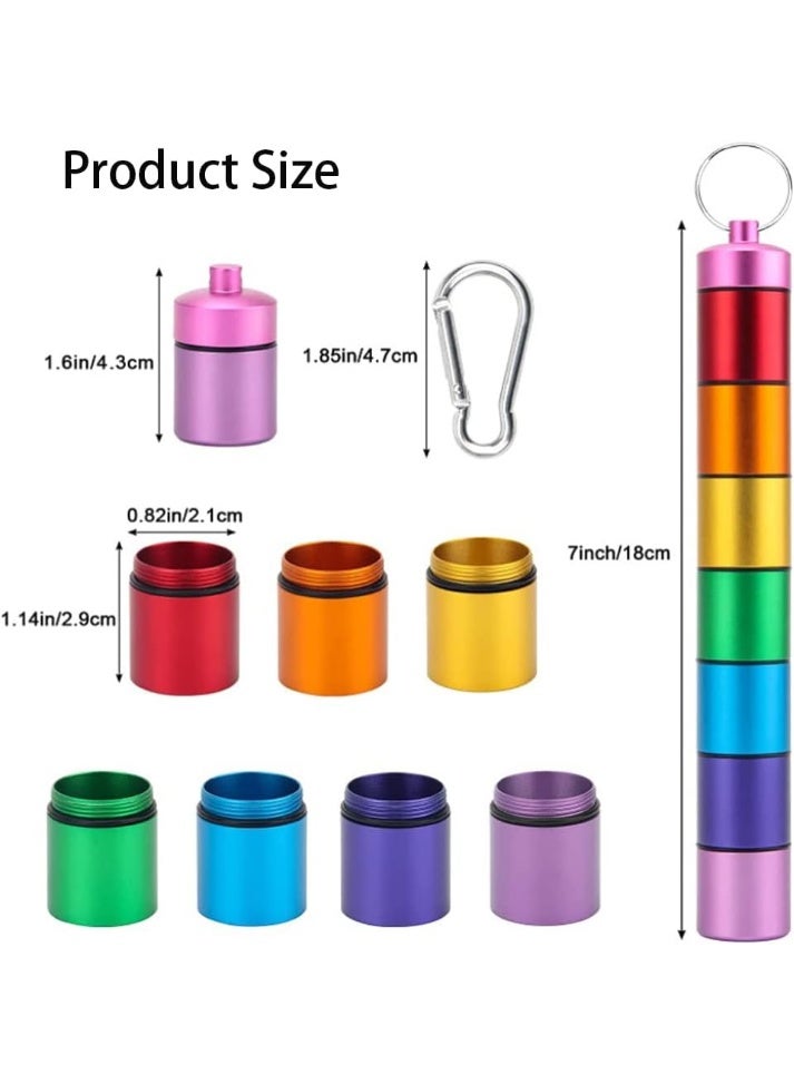 ايرس علبة حبوب من الألومنيوم، مُنظِّمة للصباح والمساء، مقاومة للماء، بألوان قوس قزح، مع 7 حجرات، وحاوية أدوية محمولة للسفر، ومنظم أقراص بسلسلة مفاتيح - Image 2