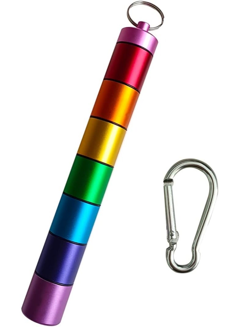 ايرس علبة حبوب من الألومنيوم، مُنظِّمة للصباح والمساء، مقاومة للماء، بألوان قوس قزح، مع 7 حجرات، وحاوية أدوية محمولة للسفر، ومنظم أقراص بسلسلة مفاتيح - Image 1