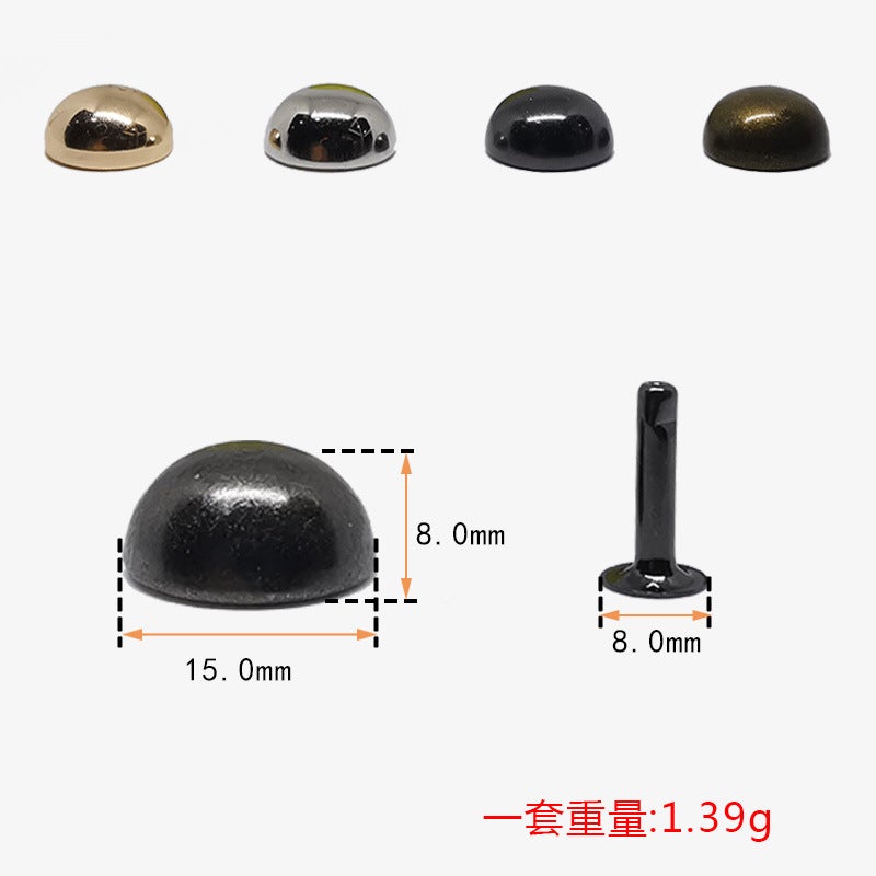 Round Head Rivets DIY Fashion Accessory Crafts 15mm mushroom nail + 8mm horn foot 