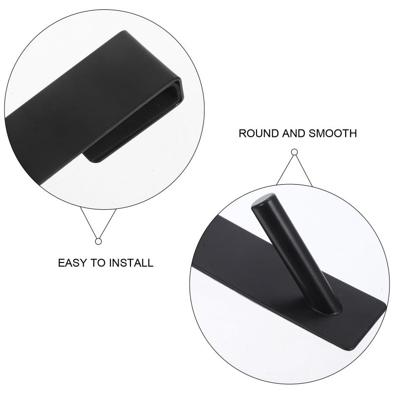 2 Pcs Over Door Hooks Stainless Steel Towel Hooks Removable For Bathroom Black 17.8cm - Image 4