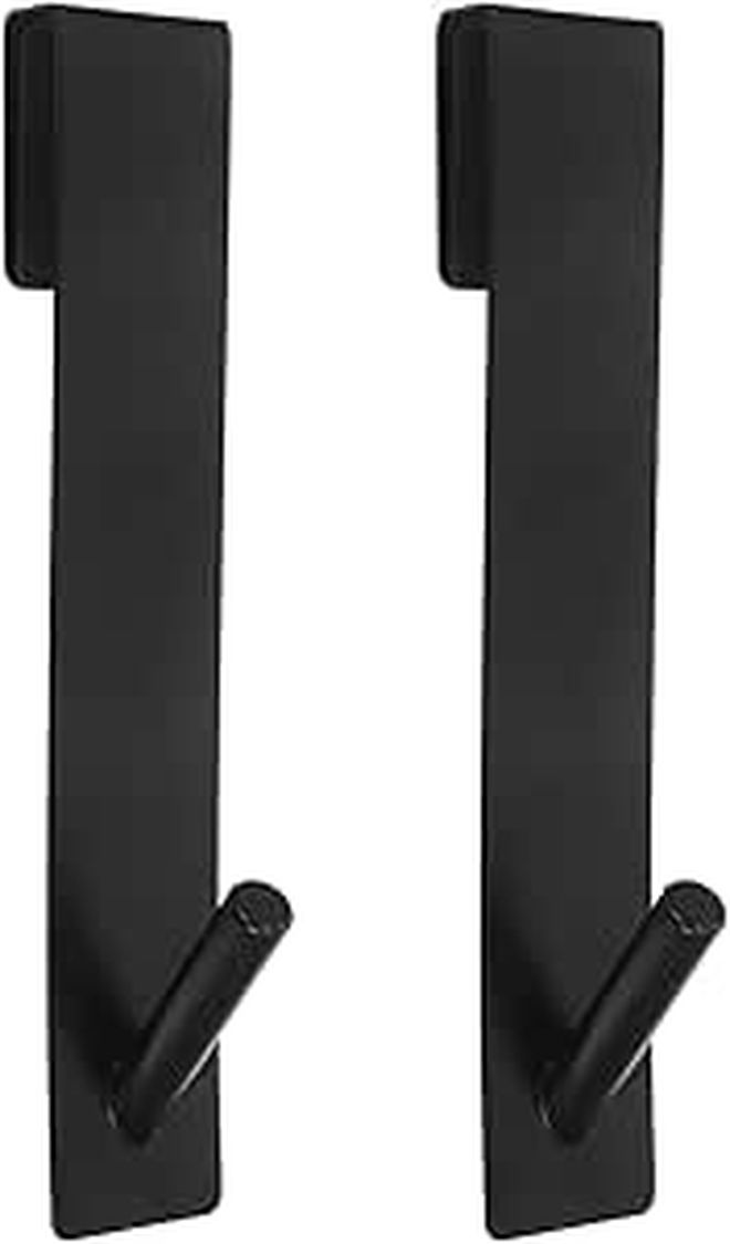 2 Pcs Over Door Hooks Stainless Steel Towel Hooks Removable For Bathroom Black 17.8cm - Image 1