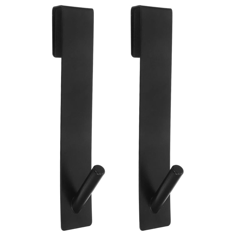 2 Pcs Over Door Hooks Stainless Steel Towel Hooks Removable For Bathroom Black 17.8cm - Image 2