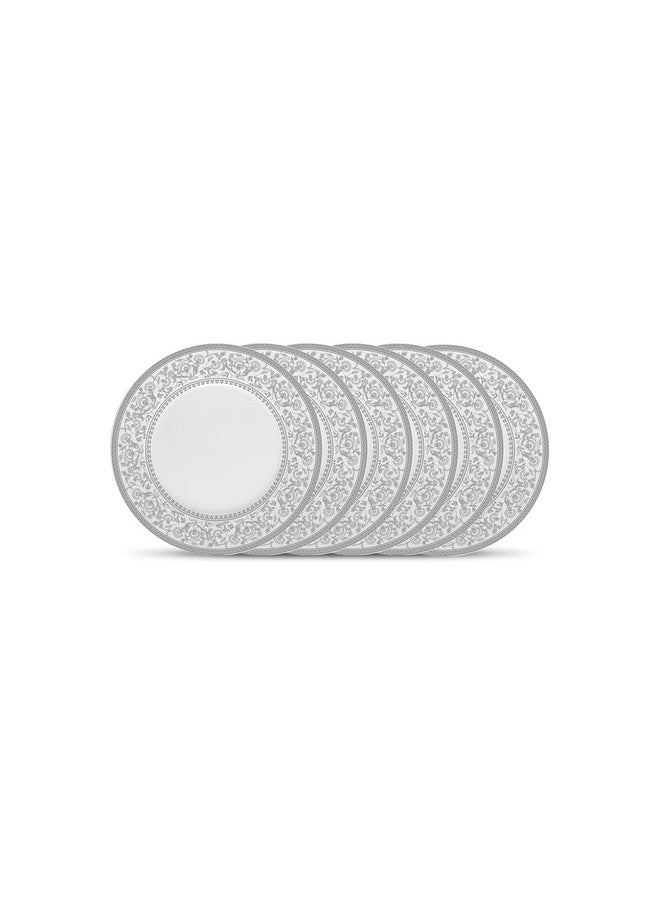 La Opala La Opala Diva Sovrana Collection Opal Glass Crockery | Quarter Plate Set of 6 Persian Silver | Side Plate for snacking & gifting | Microwave Safe | 100% Vegetarian | Extra Strong | Super Light & White  - Image 1