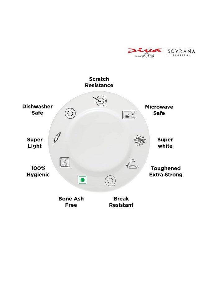 La Opala La Opala Diva Sovrana Collection Opal Glass Crockery | Quarter Plate Set of 6 Persian Silver | Side Plate for snacking & gifting | Microwave Safe | 100% Vegetarian | Extra Strong | Super Light & White  - Image 3