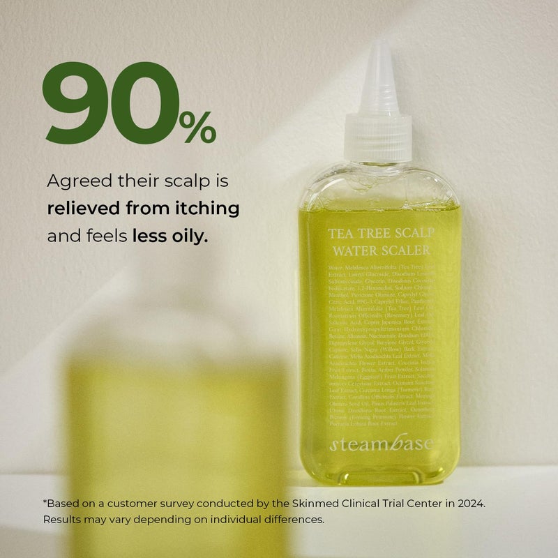 STEAMBASE علاج فروة الرأس من شجرة الشاي من ستيمباس | ينظف ويقشر فروة الرأس الدهنية | BHA طبيعي وشجرة الشاي | يزيل الروائح والتراكمات | مقشر مضاد للحساسية، 8.42 أونصة سائلة - Image 3