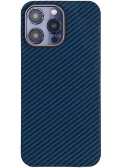 MONOCARBON Real Aramid Fiber [Ultra Slim] for iPhone 15 Pro MAX Case Cover [MagSafe Compatible] Lightweight Anti-Scratch - Matte Blue Black  - Image 1