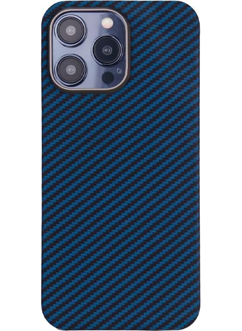 MONOCARBON Real Aramid Fiber [Ultra Slim] for iPhone 15 Pro MAX Case Cover [MagSafe Compatible] Lightweight Anti-Scratch - Matte Blue Black - Image 1
