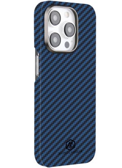 MONOCARBON Real Aramid Fiber [Ultra Slim] for iPhone 15 Pro MAX Case Cover [MagSafe Compatible] Lightweight Anti-Scratch - Matte Blue Black  - Image 4
