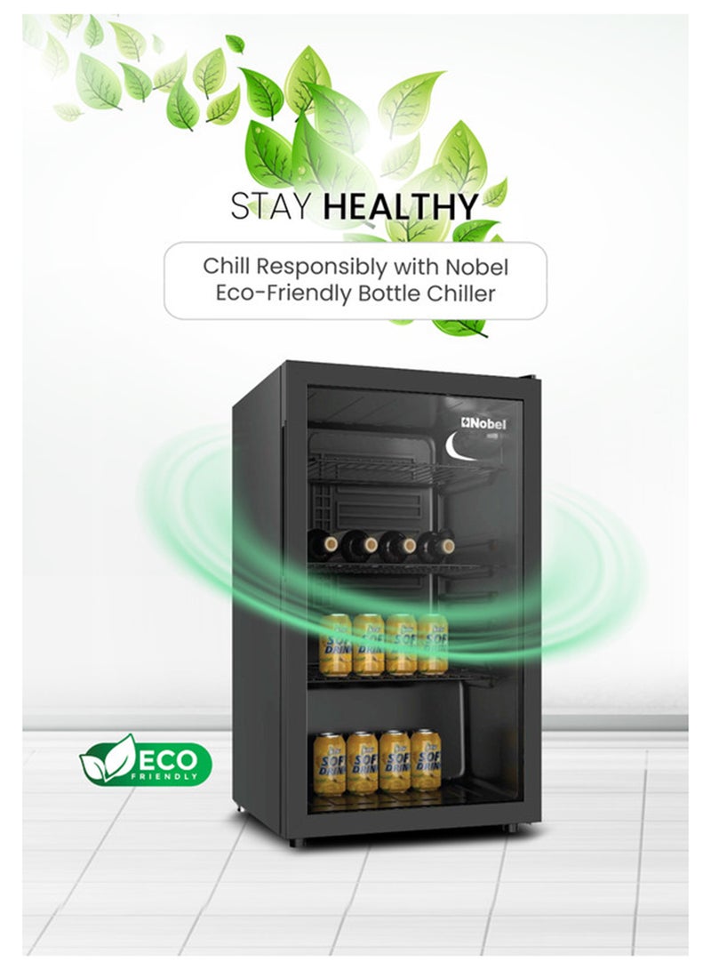 نوبل مبرد زجاجات برف معدني وباب زجاجي 132 L 220 W NBC140RH أسود - Image 4