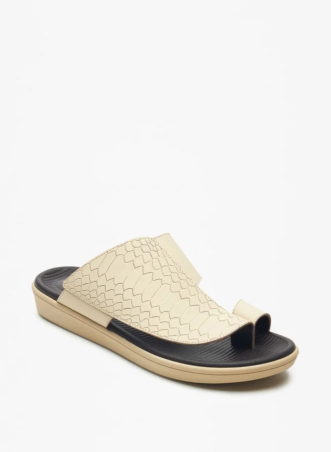 DUCHINI Men Textured Slip-On Arabic Sandals