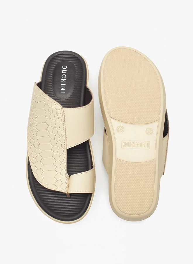DUCHINI Men Textured Slip-On Arabic Sandals