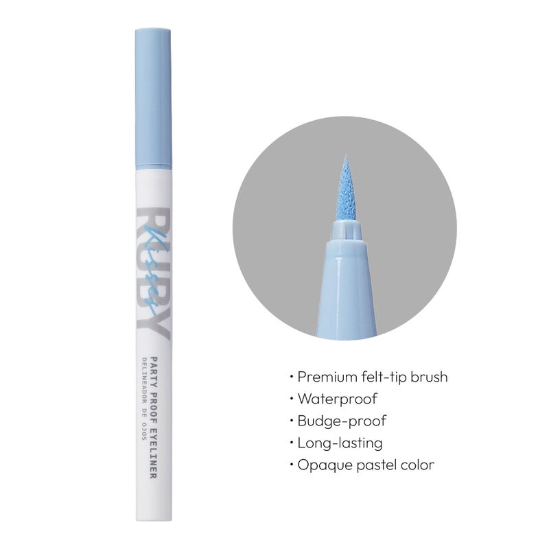 Ruby Kisses Party Proof Eyeliner, Pastel Colors Premium Felt-tip Waterproof Long-lasting Eyeliner (Dreamy Blue) - Image 3