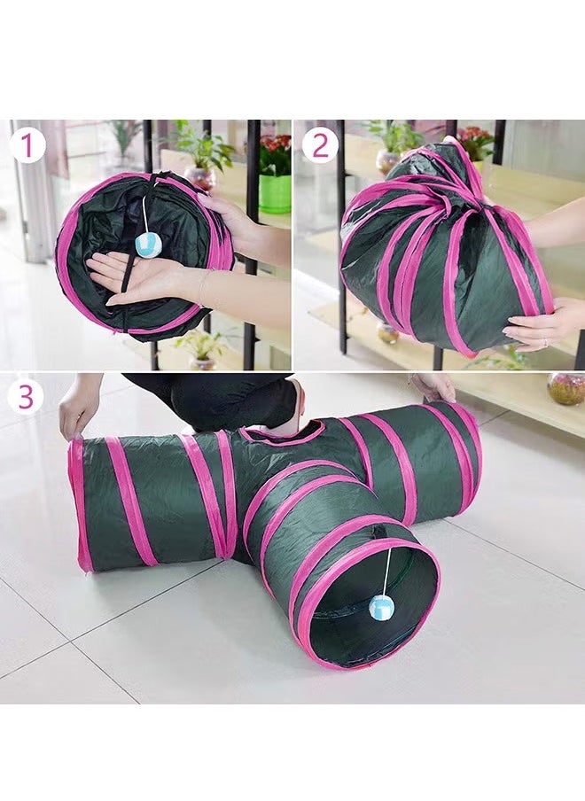 Mumoo Bear Pet Toy Tunnel With 3 Exits, Foldable Storage, Simple Installation, Black & Purple  - Image 2