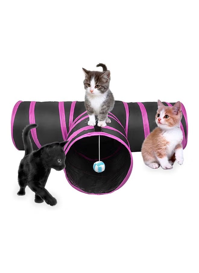 Mumoo Bear Pet Toy Tunnel With 3 Exits, Foldable Storage, Simple Installation, Black & Purple  - Image 3