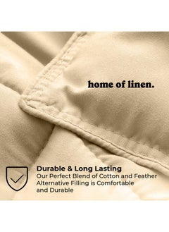 Home of linens Cotton - Plain - 3 Pieces Heavy Comforter Set - 2.8Kgs - Down Alternative Filling - (For Matress 100cm/120cm) - Size (180cm x 240cm) + 2 Pillow Case Covers (50cm x 70cm) - Cream  - Image 3