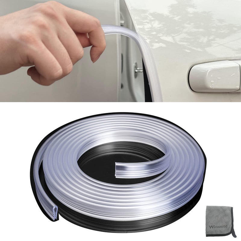 Winunite 32.8ft (10m) Car Door Edge Guards Clear â€“ Self-Adhesive PVC, U-Shaped, Fits Most Vehicles, Scratch- and Chip-Resistant â€“ Reduces Dings in Parking Lots - Image 1