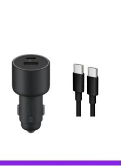 شاومي ديرما USB-A مع شاحن سيارة من النوع C 100 واط أسود مع كابل C-C  - Image 1