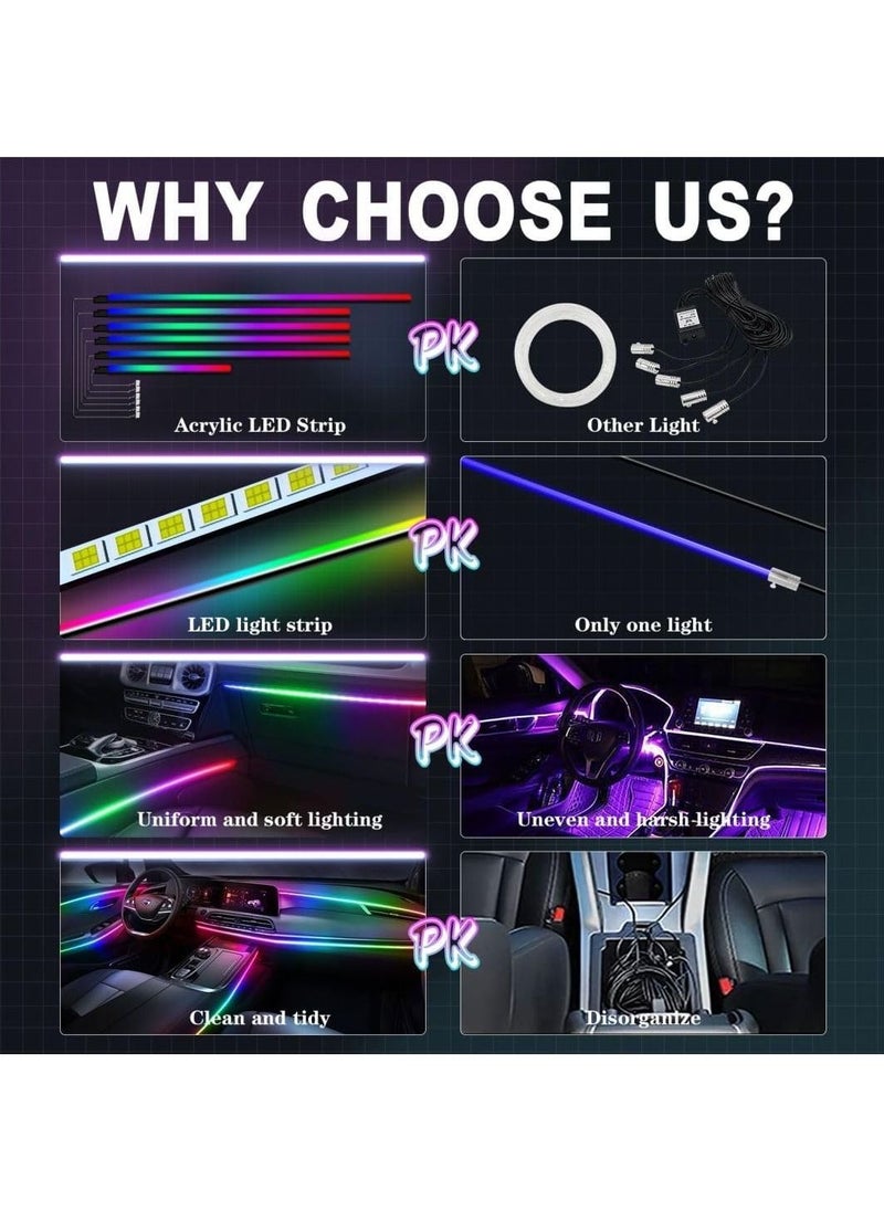 Toby's Dream color Acrylic Interior Car Lights Toby's Car Accessories 6 in 1 Car LED Strip Lights with APP Control  - Image 4