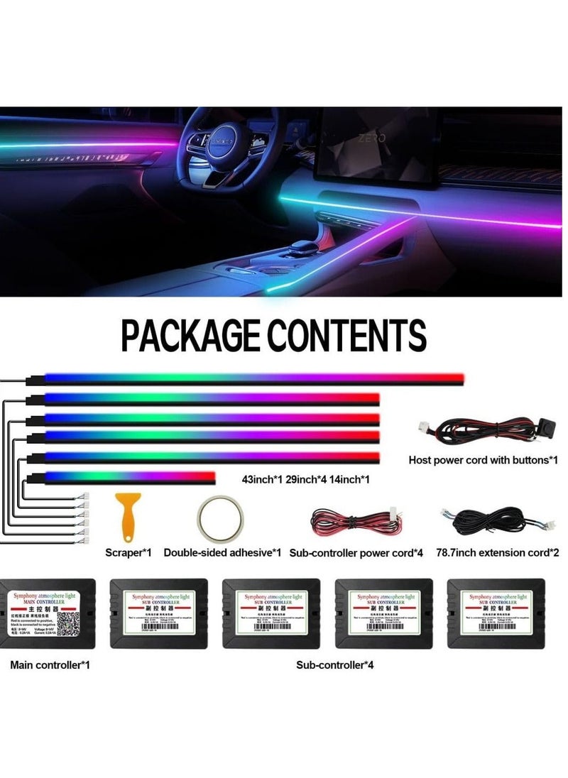 Toby's Dream color Acrylic Interior Car Lights Toby's Car Accessories 6 in 1 Car LED Strip Lights with APP Control  - Image 5