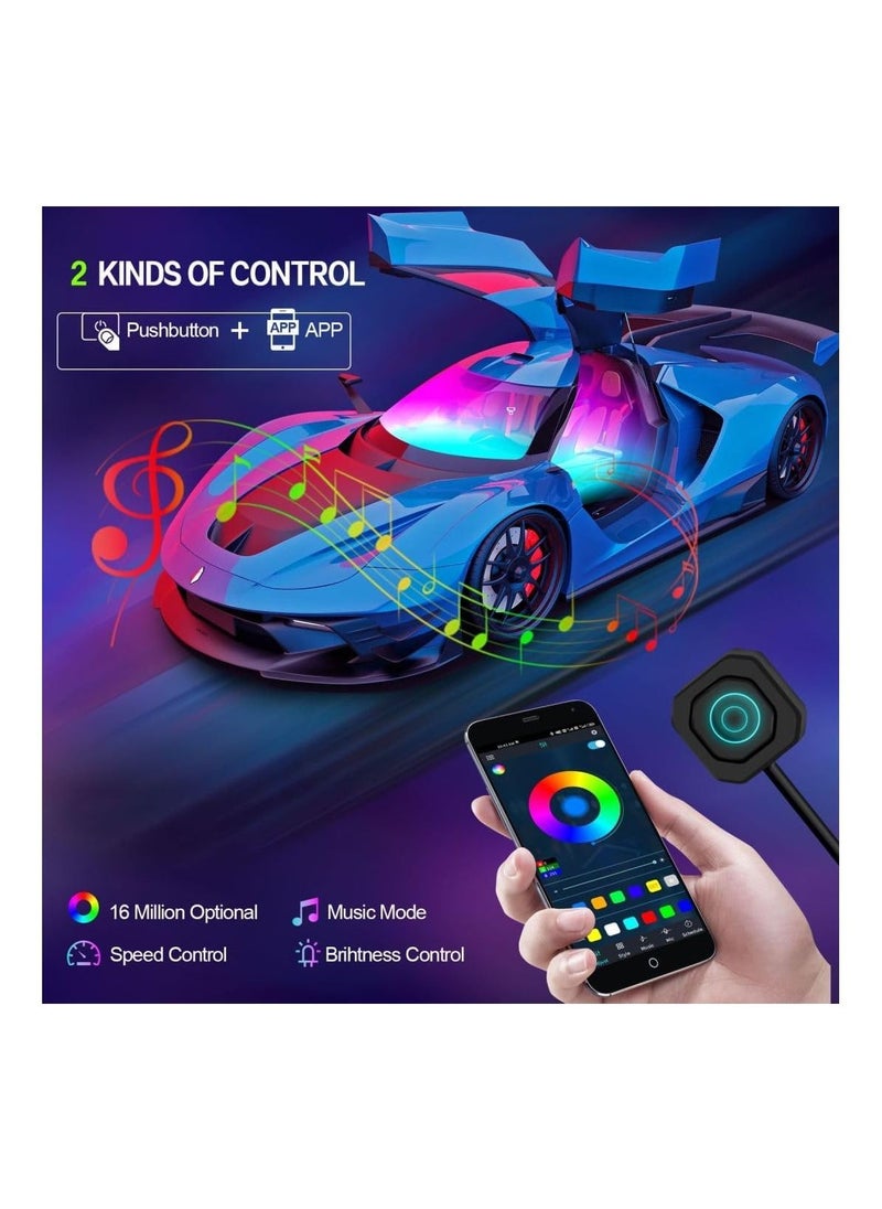 Toby's Dream color Acrylic Interior Car Lights Toby's Car Accessories 6 in 1 Car LED Strip Lights with APP Control  - Image 3
