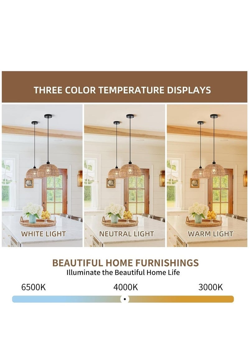 Alruht Rattan Light Fixtures,Light Fixture with Dimmable LED Bulb, Mini Hand Woven Rattan Chandelier Light Fixtures, Ceiling for Bedroom, Kitchen Entryway, Living Room Hallway  - Image 5