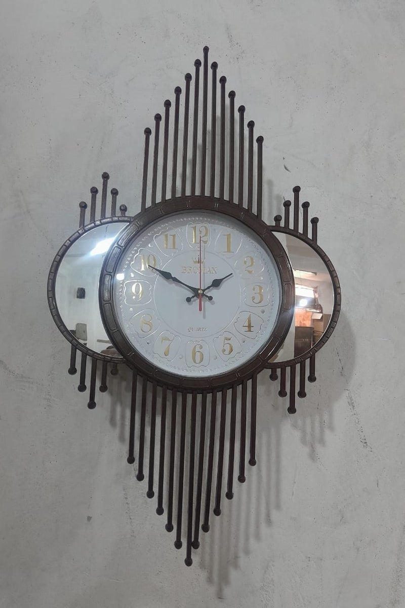 ساعة حائط ديكورية فاخرة – تصميم عصري مع مرايا عاكسة