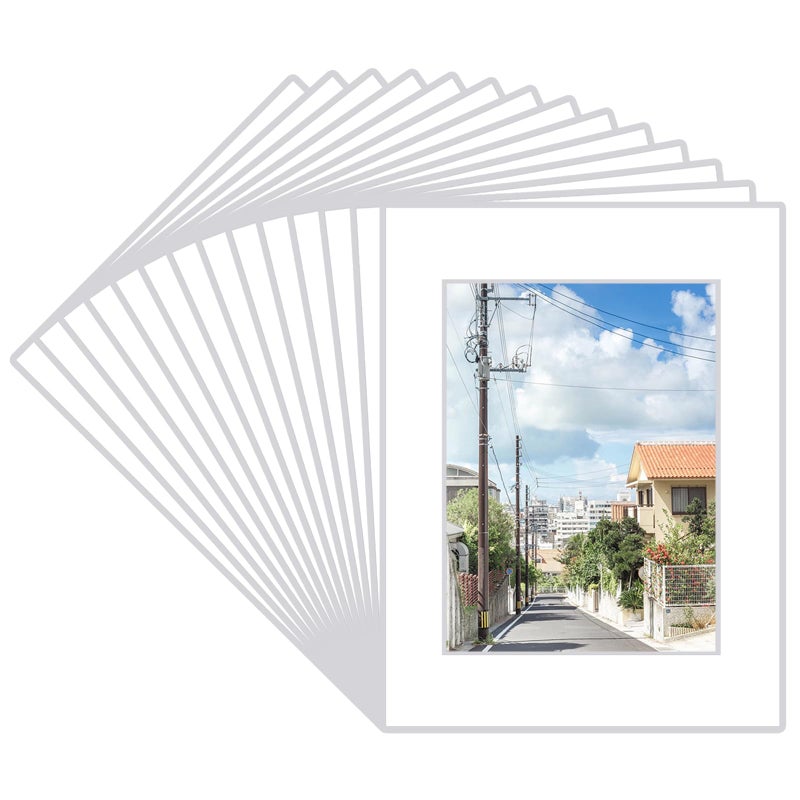 Prudiut 15 Pack 12x16 White Picture Mats, Frame Mattes for 9x12 Pictures Display Photo Frame Mat Core Bevel Cut Mat Board Show Kit for Photos, Prints, Artworks - Image 1
