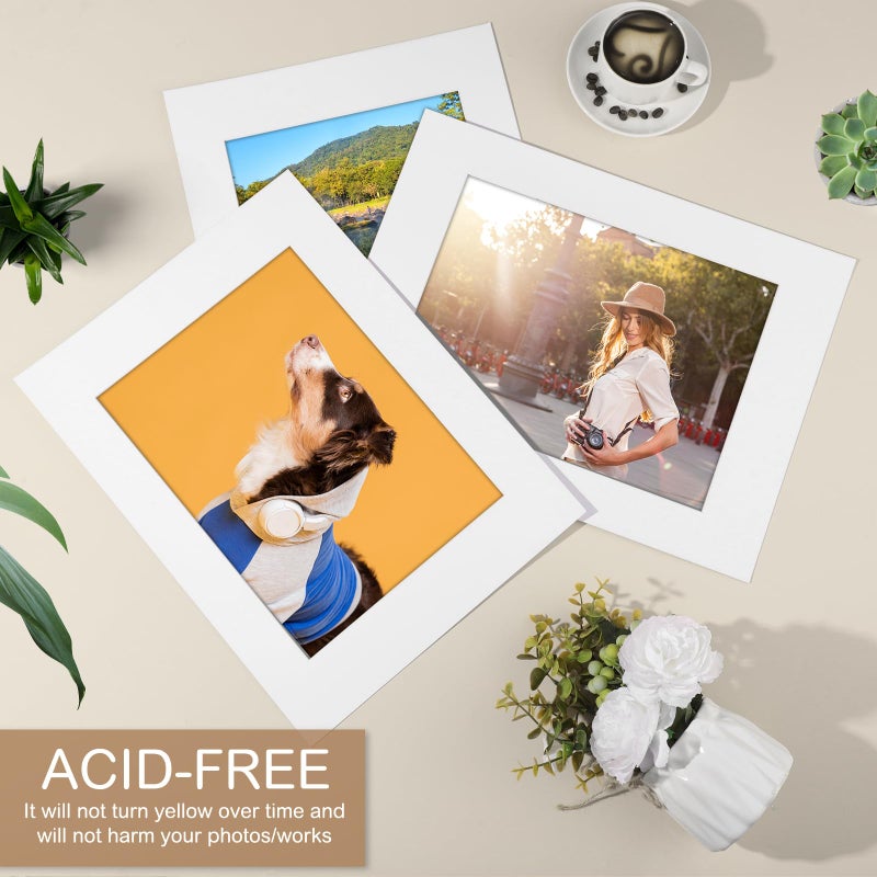Prudiut 15 Pack 12x16 White Picture Mats, Frame Mattes for 9x12 Pictures Display Photo Frame Mat Core Bevel Cut Mat Board Show Kit for Photos, Prints, Artworks - Image 4