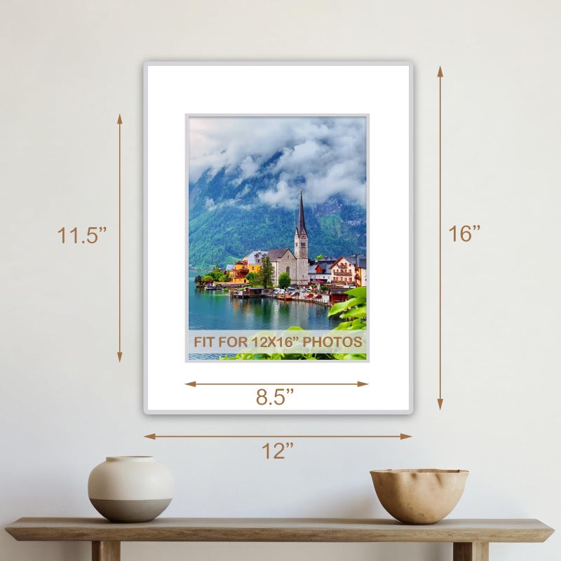 Prudiut 15 Pack 12x16 White Picture Mats, Frame Mattes for 9x12 Pictures Display Photo Frame Mat Core Bevel Cut Mat Board Show Kit for Photos, Prints, Artworks - Image 2